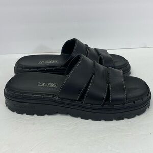 Skechers Jammers Leather Slip On Sandals Size 8 chunky Y2K